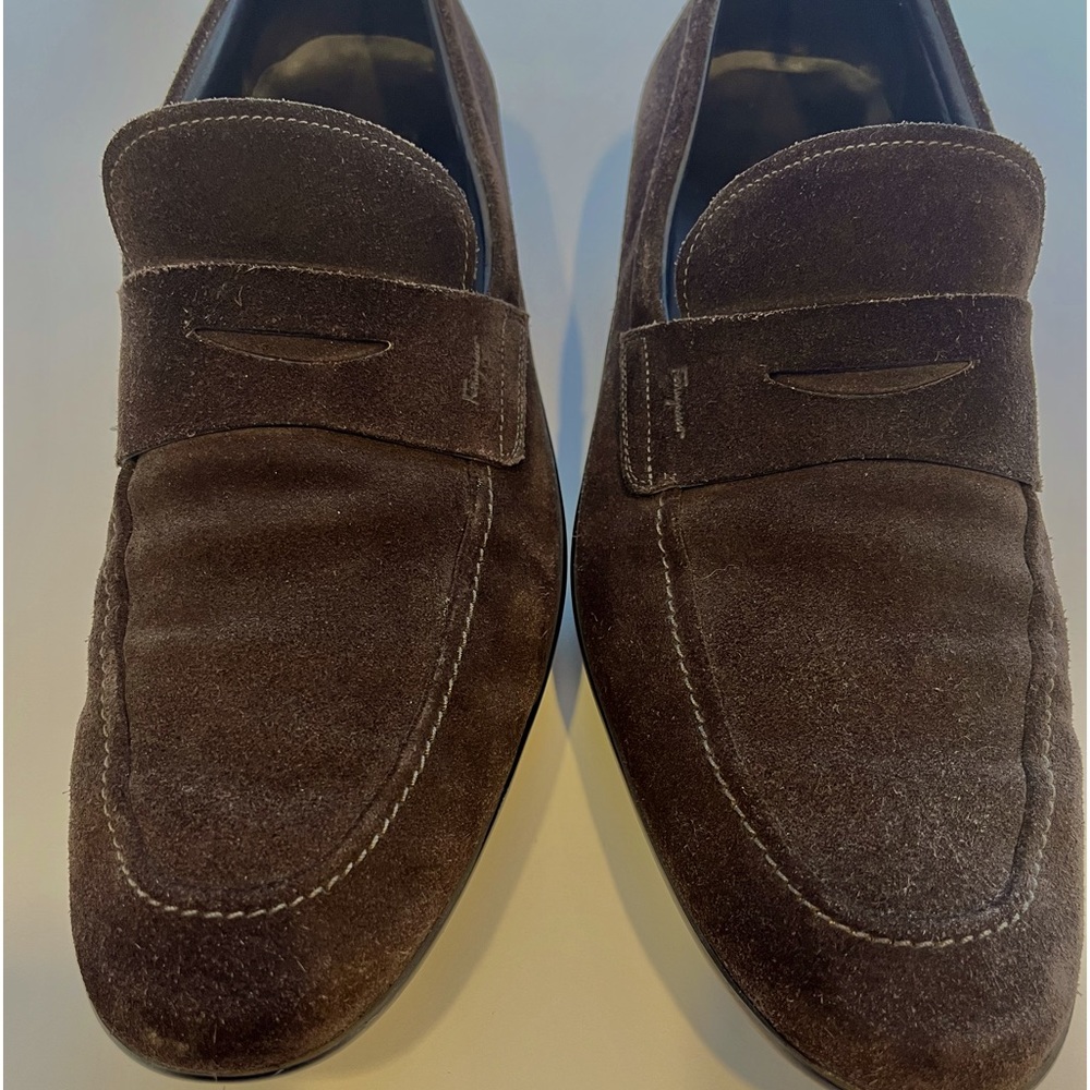 Ferragmo Mens Tangeri Brown Suede Loafer